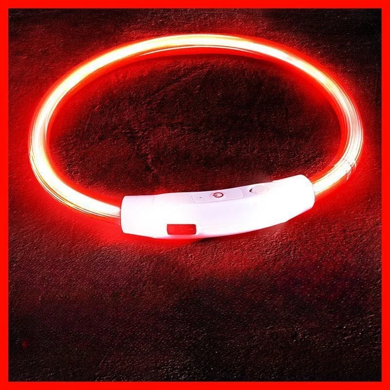 40/50/70cm Led Dog Collar USB Rechargeable Pet Dog Night Luminous Charge Collar Glowing Necklace Collar Safety Night Light