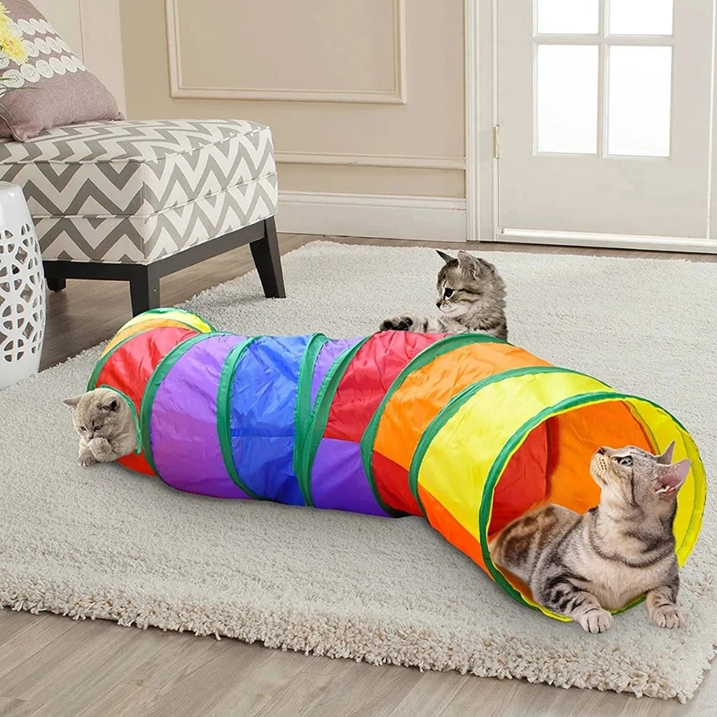 Túnel Interativo Colorido Para Gatos Dobrável