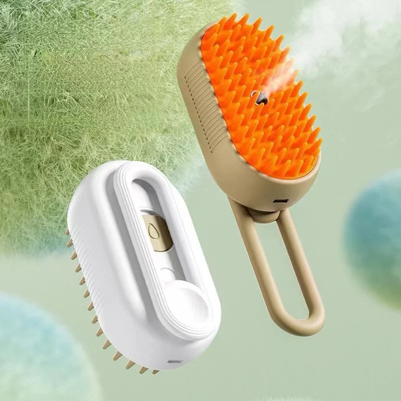Escova 3 em 1 com Spray para Cães e Gatos – Limpeza, Massagem e Remoção de Pelos