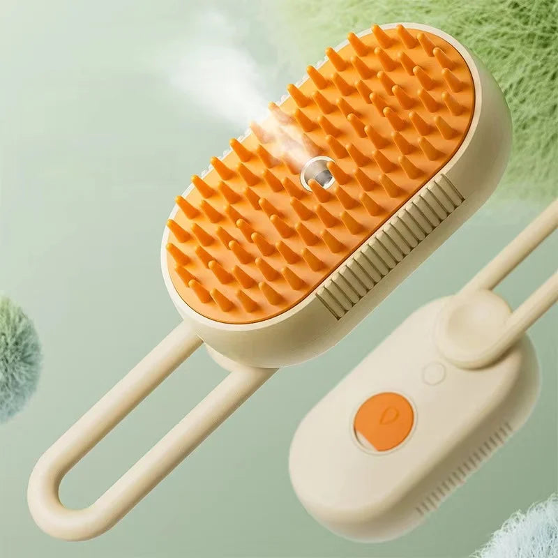 Escova 3 em 1 com Spray para Cães e Gatos – Limpeza, Massagem e Remoção de Pelos