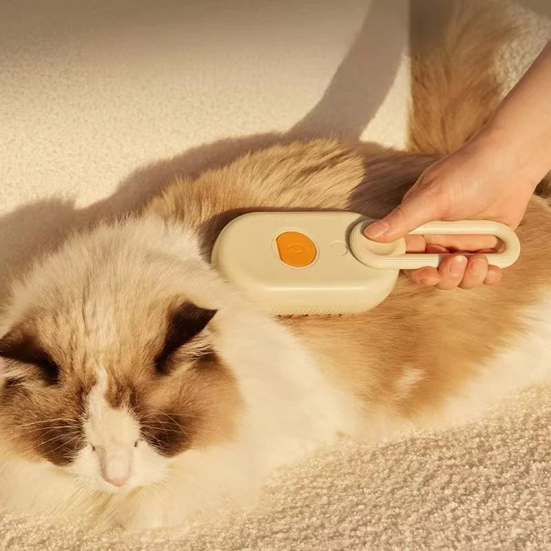 Escova 3 em 1 com Spray para Cães e Gatos – Limpeza, Massagem e Remoção de Pelos