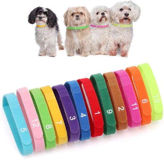 12 PCS Newborn Puppy ID Collars with Numbers Dog Kitten Collar 3 Adjustable Sizes of Personalized Collars for Small Medium Large