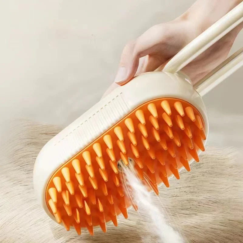 Escova 3 em 1 com Spray para Cães e Gatos – Limpeza, Massagem e Remoção de Pelos