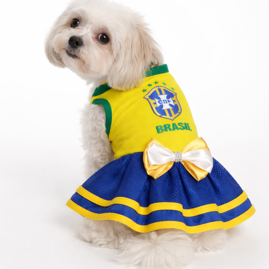 Vestido Pet Brasil Roupinha Copa 2026 para Cachorros