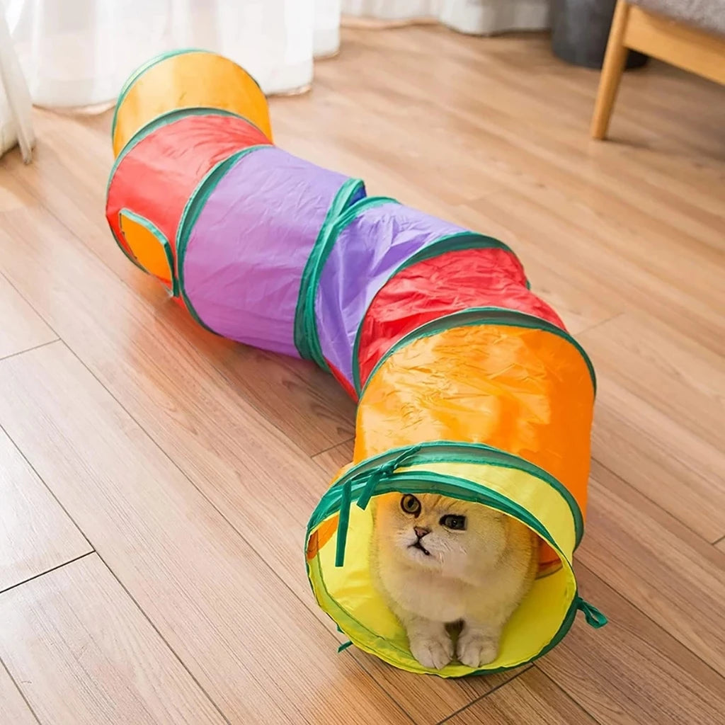 Túnel Interativo Colorido Para Gatos Dobrável