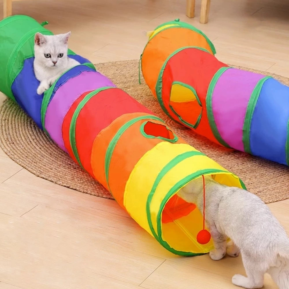 Túnel Interativo Colorido Para Gatos Dobrável