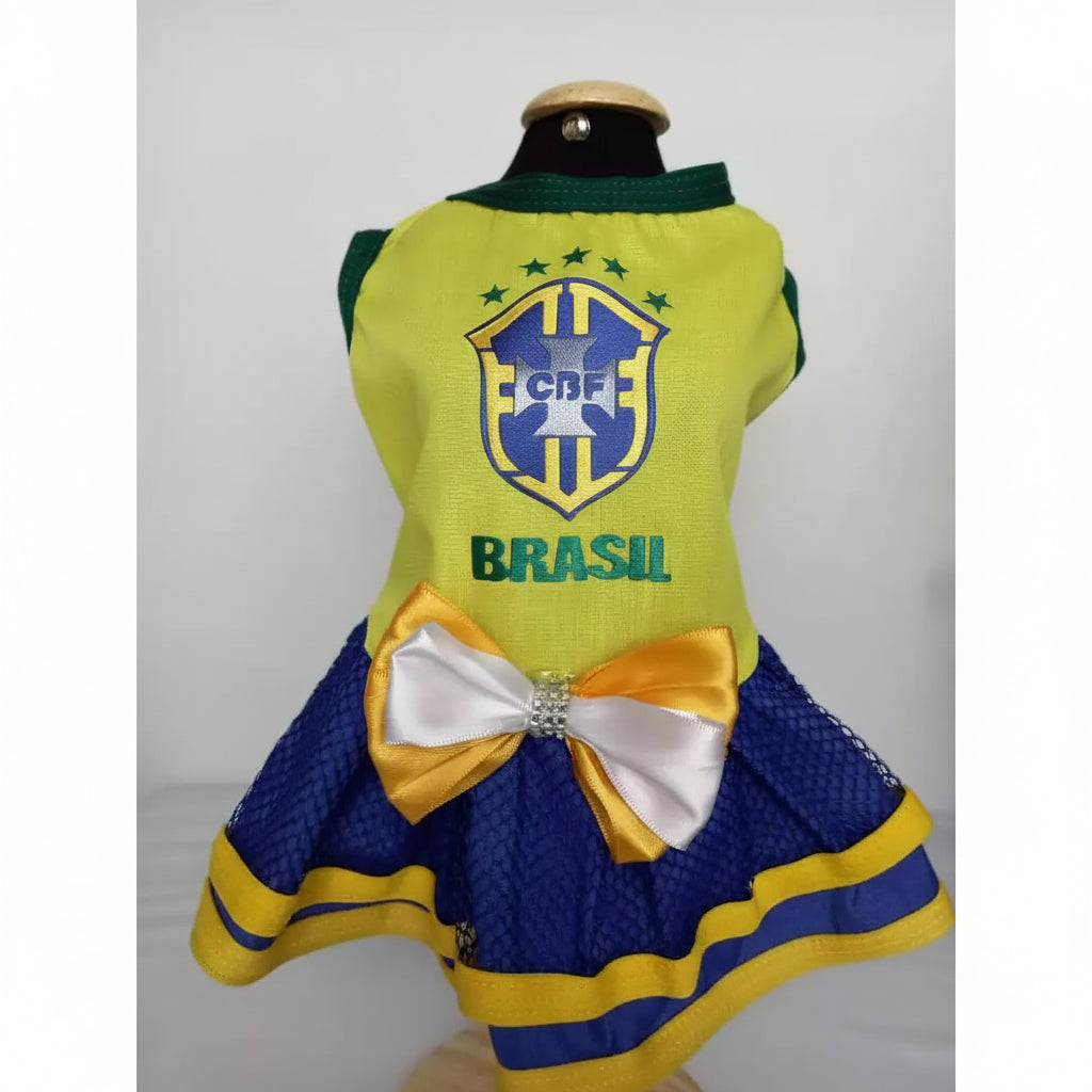 Vestido Pet Brasil Roupinha Copa 2026 para Cachorros