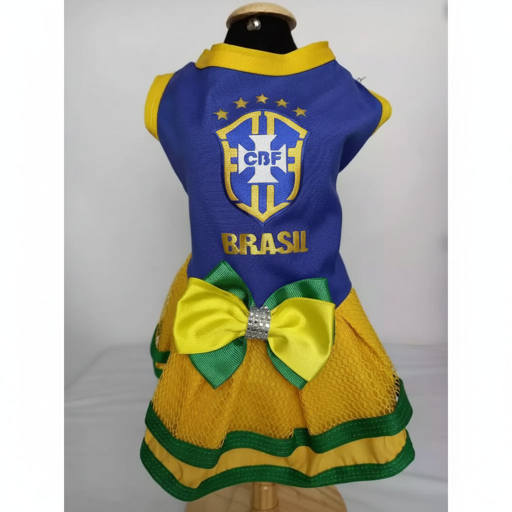 Vestido Pet Brasil Roupinha Copa 2026 para Cachorros