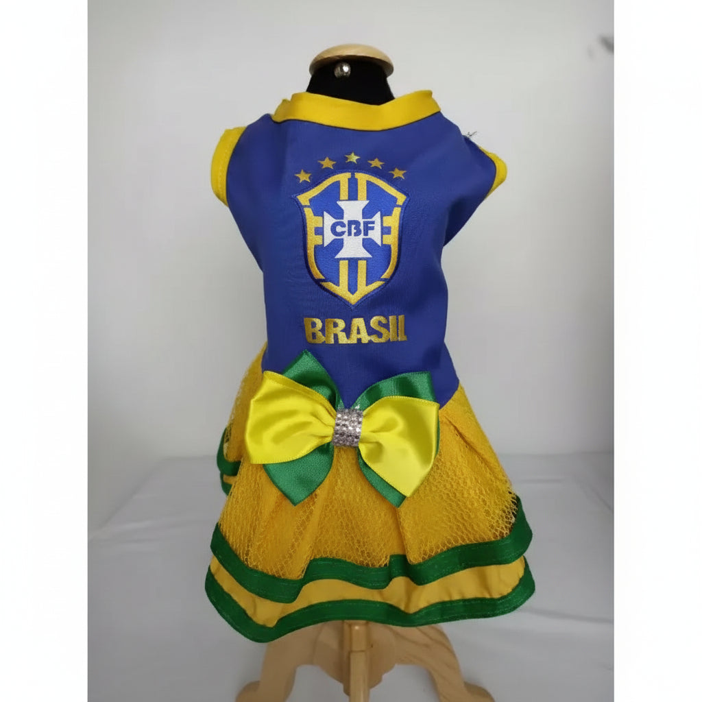 Vestido Pet Brasil Roupinha Copa 2026 para Cachorros