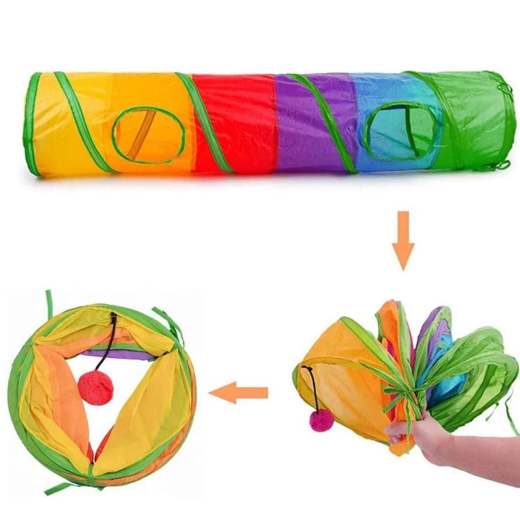 Túnel Interativo Colorido Para Gatos Dobrável