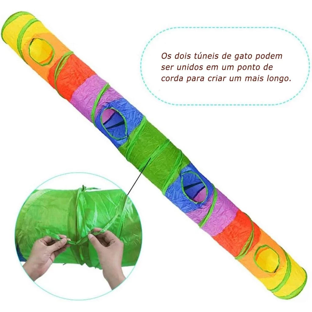 Túnel Interativo Colorido Para Gatos Dobrável