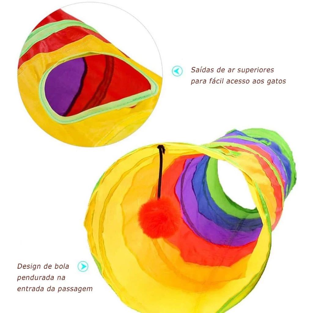 Túnel Interativo Colorido Para Gatos Dobrável