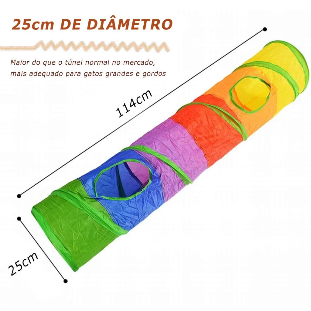 Túnel Interativo Colorido Para Gatos Dobrável