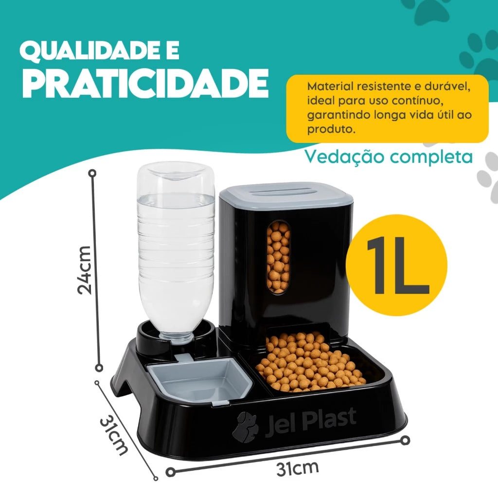 Comedouro e Bebedouro Automático para Cães e Gatos com Dispenser de Ração e Água