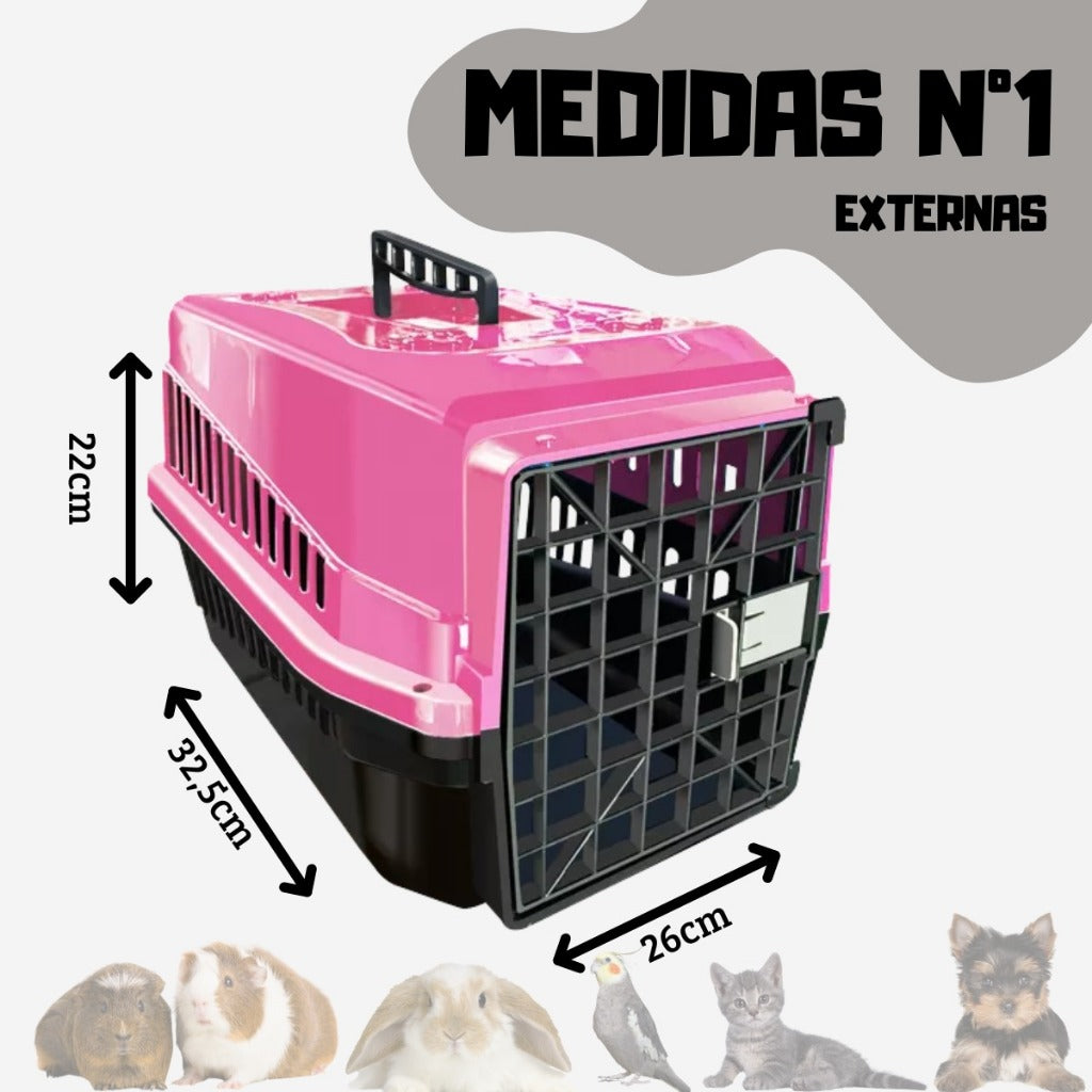 Caixa de Transporte N1 Passeio ou Viagem Pet Gato, Cachorro, Coelho, Aves Pequeno Porte e Filhotes