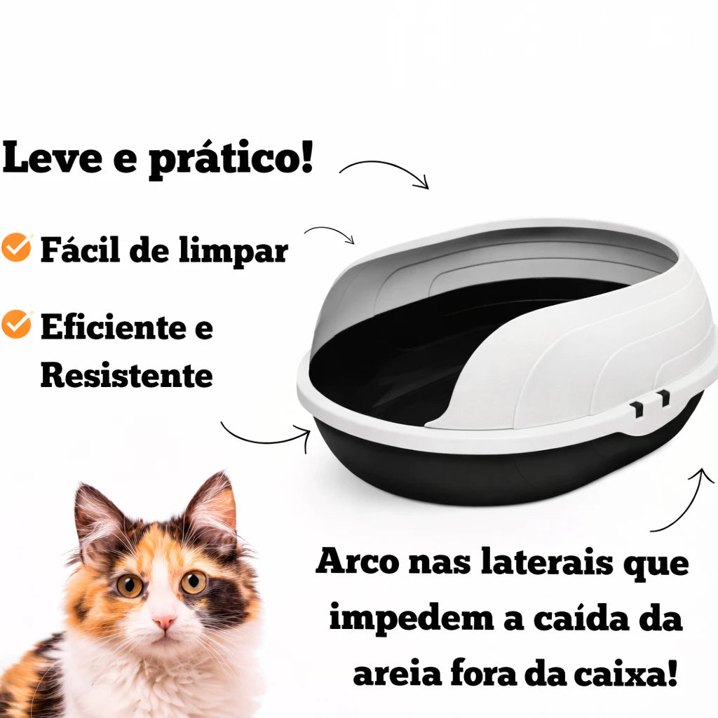Caixa De Areia Sanitária Com Arco Para Gatos Furacão Pet + Pá de Presente