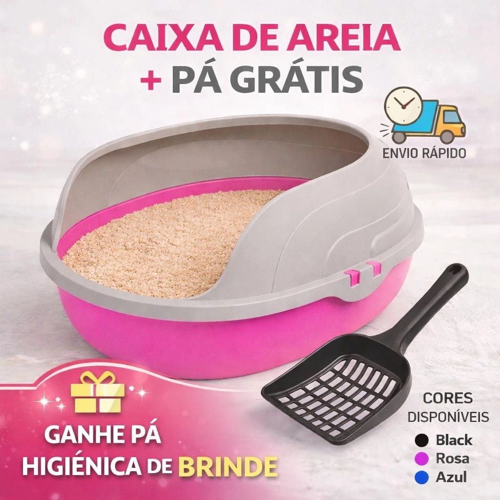 Caixa De Areia Sanitária Com Arco Para Gatos Furacão Pet + Pá de Presente