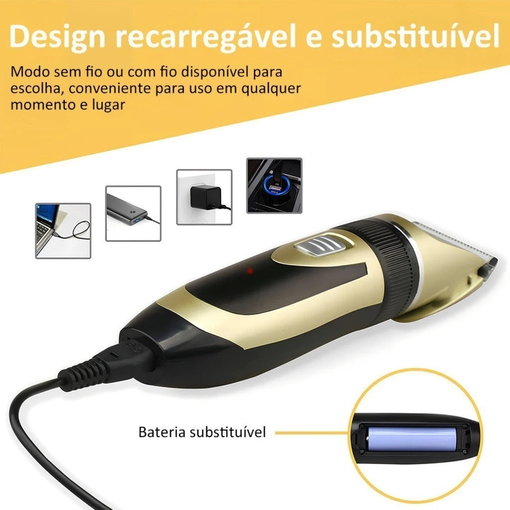 Kit Máquina De Tosa Profissional Para Pets Com 11 Peças
