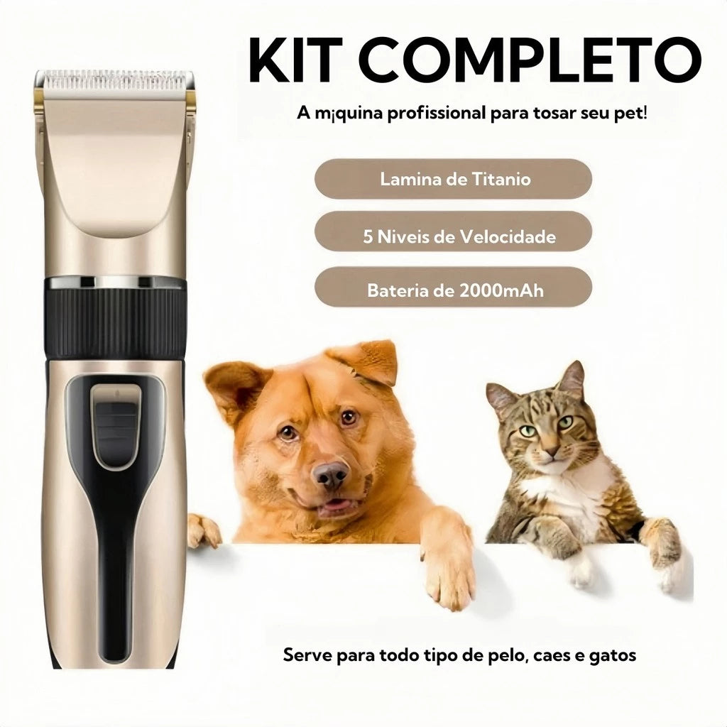 Kit Máquina De Tosa Profissional Para Pets Com 11 Peças