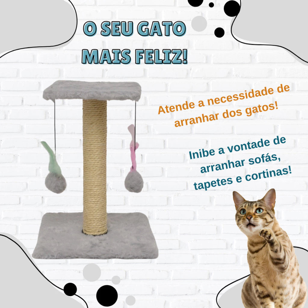 Arranhador Para Gatos Poste Sisal Com Bolinha Interativa