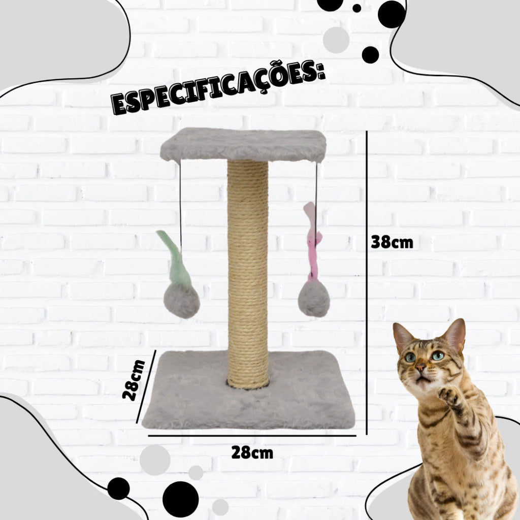 Arranhador Para Gatos Poste Sisal Com Bolinha Interativa
