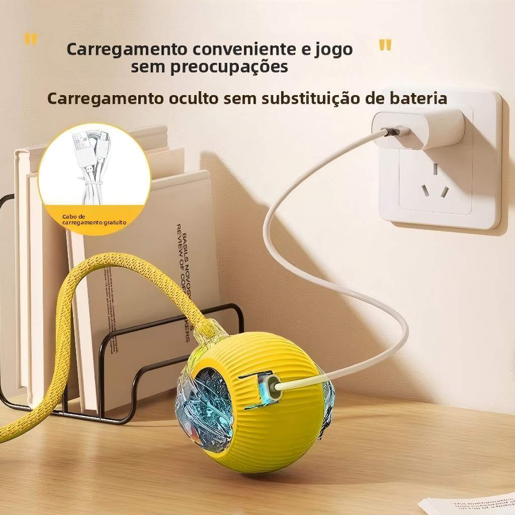 Bola Brinquedo Bolinha Para Gato Cachorro Auto Magico Elétrico Pets Usb Recarregável