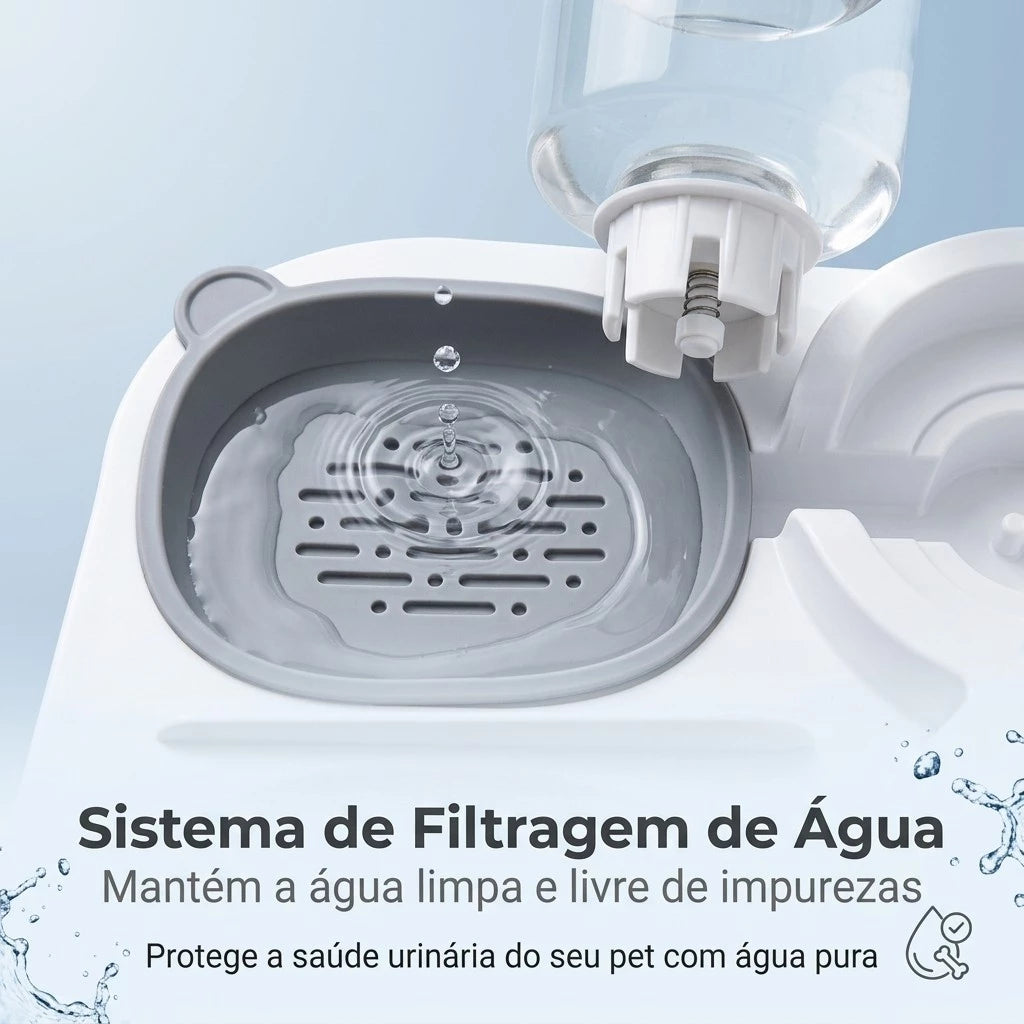 Comedouro e Bebedouro Premium Automático 2 em 1 Para Pets